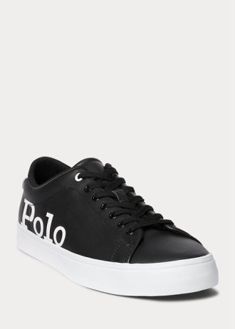Black / White Men’s Ralph Lauren Longwood Logo Leather Sneakers