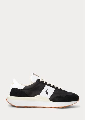 Black / White Men’s Ralph Lauren Train 89 Suede & Oxford Sneakers