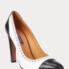 Black / White Women’s Ralph Lauren Ainsley Color-Blocked Calfskin Heels