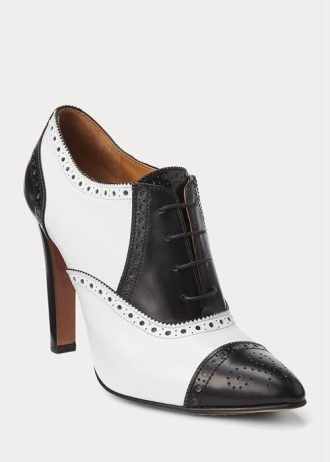 Black / White Women’s Ralph Lauren Cerri Color-Blocked Calfskin Boots