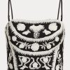 Black / White Women’s Ralph Lauren Embroidered Cropped Sleeveless Blouse Tops