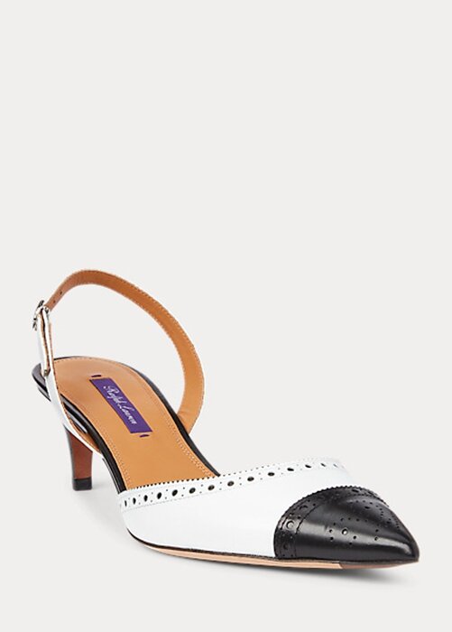 Black / White Women’s Ralph Lauren Garland Color-Blocked Slingback Heels Black / White Women’s Ralph Lauren Garland Color-Blocked Slingback Heels