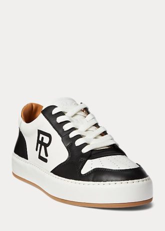 Black / White Women’s Ralph Lauren Jinett Color-Blocked Low-Top Sneakers