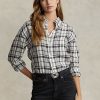 Black / White Women’s Ralph Lauren Relaxed Fit Plaid Linen Shirts Black / White Women’s Ralph Lauren Relaxed Fit Plaid Linen Shirts