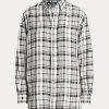 Black / White Women’s Ralph Lauren Relaxed Fit Plaid Linen Shirts Black / White Women’s Ralph Lauren Relaxed Fit Plaid Linen Shirts