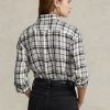 Black / White Women’s Ralph Lauren Relaxed Fit Plaid Linen Shirts Black / White Women’s Ralph Lauren Relaxed Fit Plaid Linen Shirts