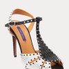 Black / White Women’s Ralph Lauren Vasile Embellished Satin Heels