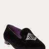 Black Women’s Ralph Lauren Alonzo Embroidered Velvet Flat Shoes Black Women’s Ralph Lauren Alonzo Embroidered Velvet Flat Shoes