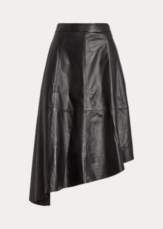 Black Women’s Ralph Lauren Asymmetrical Lambskin Circle Skirts