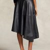 Black Women’s Ralph Lauren Asymmetrical Lambskin Circle Skirts