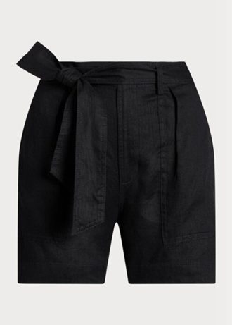 Black Women’s Ralph Lauren Belted Linen   Shorts