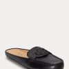 Black Women’s Ralph Lauren Brynn Burnished Leather Driver Flat Shoes