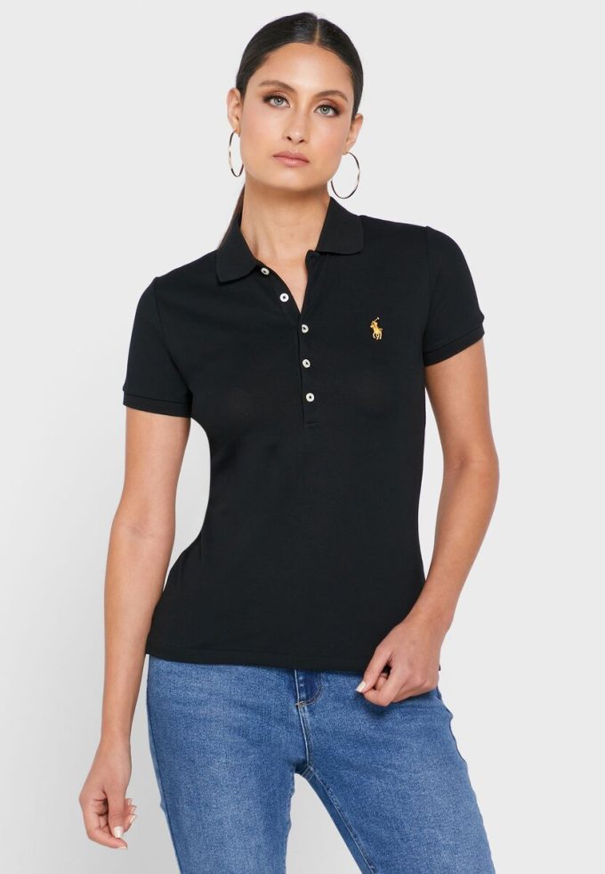Black Women’s Ralph Lauren Button Detail Shirt Polo Shirts