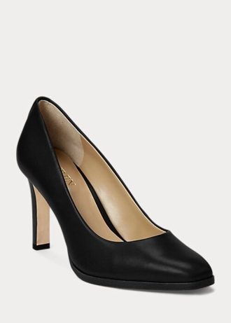 Black Women’s Ralph Lauren Camila Burnished Leather Heels