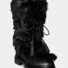 Black Women’s Ralph Lauren Celia Shearling & Burnished Leather Boots