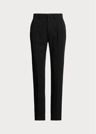 Black Women’s Ralph Lauren Clancy Long Wool Gabardine  Pants