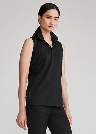 Black Women’s Ralph Lauren Classic Fit Piqué Sleeveless Polo Shirts
