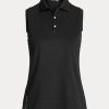 Black Women’s Ralph Lauren Classic Fit Piqué Sleeveless Polo Shirts Black Women’s Ralph Lauren Classic Fit Piqué Sleeveless Polo Shirts