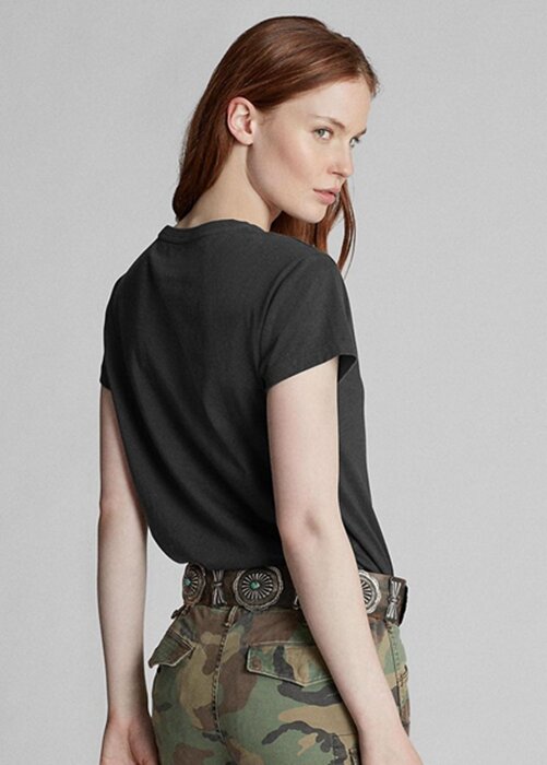 Black Women’s Ralph Lauren Cotton Jersey Crewneck T Shirts Black Women’s Ralph Lauren Cotton Jersey Crewneck T Shirts