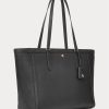 Black Women’s Ralph Lauren Crosshatch Leather Large Clare Tote Bags