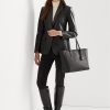 Black Women’s Ralph Lauren Crosshatch Leather Large Clare Tote Bags