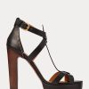 Black Women’s Ralph Lauren Dakota Burnished Calfskin Sandals Black Women’s Ralph Lauren Dakota Burnished Calfskin Sandals