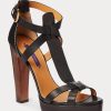 Black Women’s Ralph Lauren Dakota Burnished Calfskin Sandals Black Women’s Ralph Lauren Dakota Burnished Calfskin Sandals