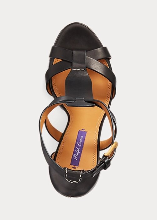 Black Women’s Ralph Lauren Dakota Burnished Calfskin Sandals Black Women’s Ralph Lauren Dakota Burnished Calfskin Sandals