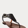 Black Women’s Ralph Lauren Delancie Welington Calfskin Sandals