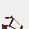 Black Women’s Ralph Lauren Dyllon Burnished Calfskin Sandals