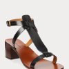 Black Women’s Ralph Lauren Dyllon Burnished Calfskin Sandals