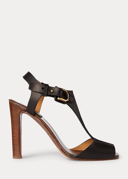 Black Women’s Ralph Lauren Emilie Welington Calfskin Sandals Black Women’s Ralph Lauren Emilie Welington Calfskin Sandals