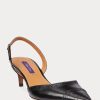 Black Women’s Ralph Lauren Garland Calfskin Slingback Heels Black Women’s Ralph Lauren Garland Calfskin Slingback Heels