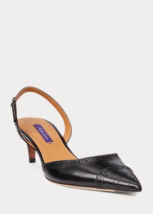 Black Women’s Ralph Lauren Garland Calfskin Slingback Heels Black Women’s Ralph Lauren Garland Calfskin Slingback Heels