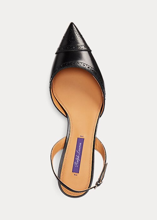 Black Women’s Ralph Lauren Garland Calfskin Slingback Heels Black Women’s Ralph Lauren Garland Calfskin Slingback Heels