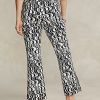 Black Women’s Ralph Lauren Graphic-Motif Sateen Kick-Flare Pants