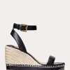 Black Women’s Ralph Lauren Hilarie Leather Espadrille Black Women’s Ralph Lauren Hilarie Leather Espadrille