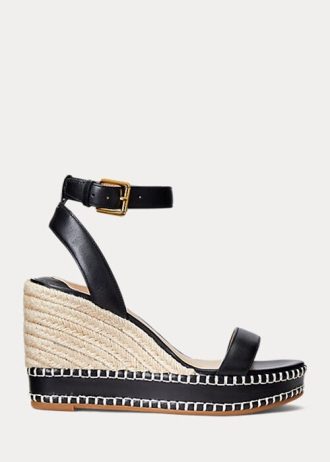 Black Women’s Ralph Lauren Hilarie Leather Espadrille