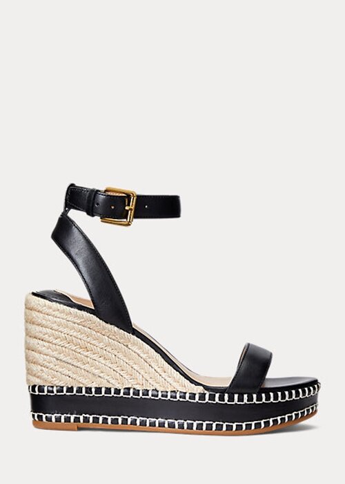 Black Women’s Ralph Lauren Hilarie Leather Espadrille Black Women’s Ralph Lauren Hilarie Leather Espadrille