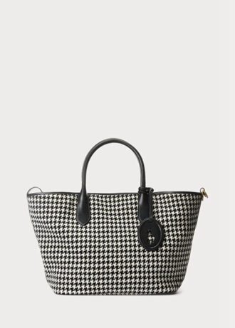 Black Women’s Ralph Lauren Houndstooth Medium Bellport Handbag