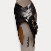 Black Women’s Ralph Lauren Jacie Calfskin Stirrup Sandals