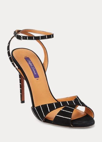 Black Women’s Ralph Lauren Kandice Embellished Goat-Suede Heels