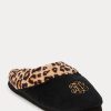 Black Women’s Ralph Lauren Leopard Logo Slippers