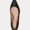 Black Women’s Ralph Lauren Loraine Burnished Leather Ballet Flat Shoes