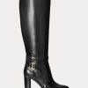Black Women’s Ralph Lauren Makenna Burnished Leather Riding Boots