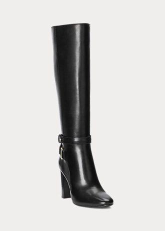 Black Women’s Ralph Lauren Makenna Burnished Leather Riding Boots