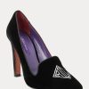 Black Women’s Ralph Lauren Marion Embroidered Velvet Heels Black Women’s Ralph Lauren Marion Embroidered Velvet Heels