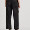 Black Women’s Ralph Lauren Pinstripe Wool Crepe Wide-Leg Pants
