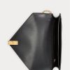 Black Women’s Ralph Lauren Polo ID Croc-Embossed Envelope Chain Crossbody Bags