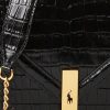 Black Women’s Ralph Lauren Polo ID Croc-Embossed Envelope Chain Crossbody Bags